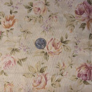 2 yards 32" x 44" wide Pistachio Green Pink Roses Floral Cotton Fabric Jo-Ann